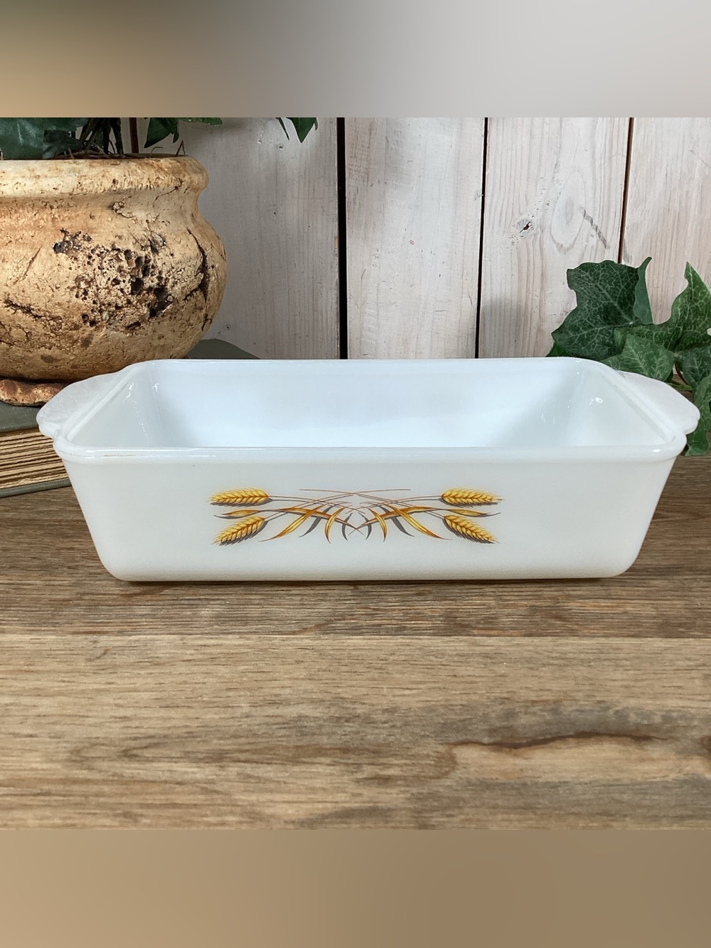 Vintage Fire King Wheat 1 Quart Loaf Pan